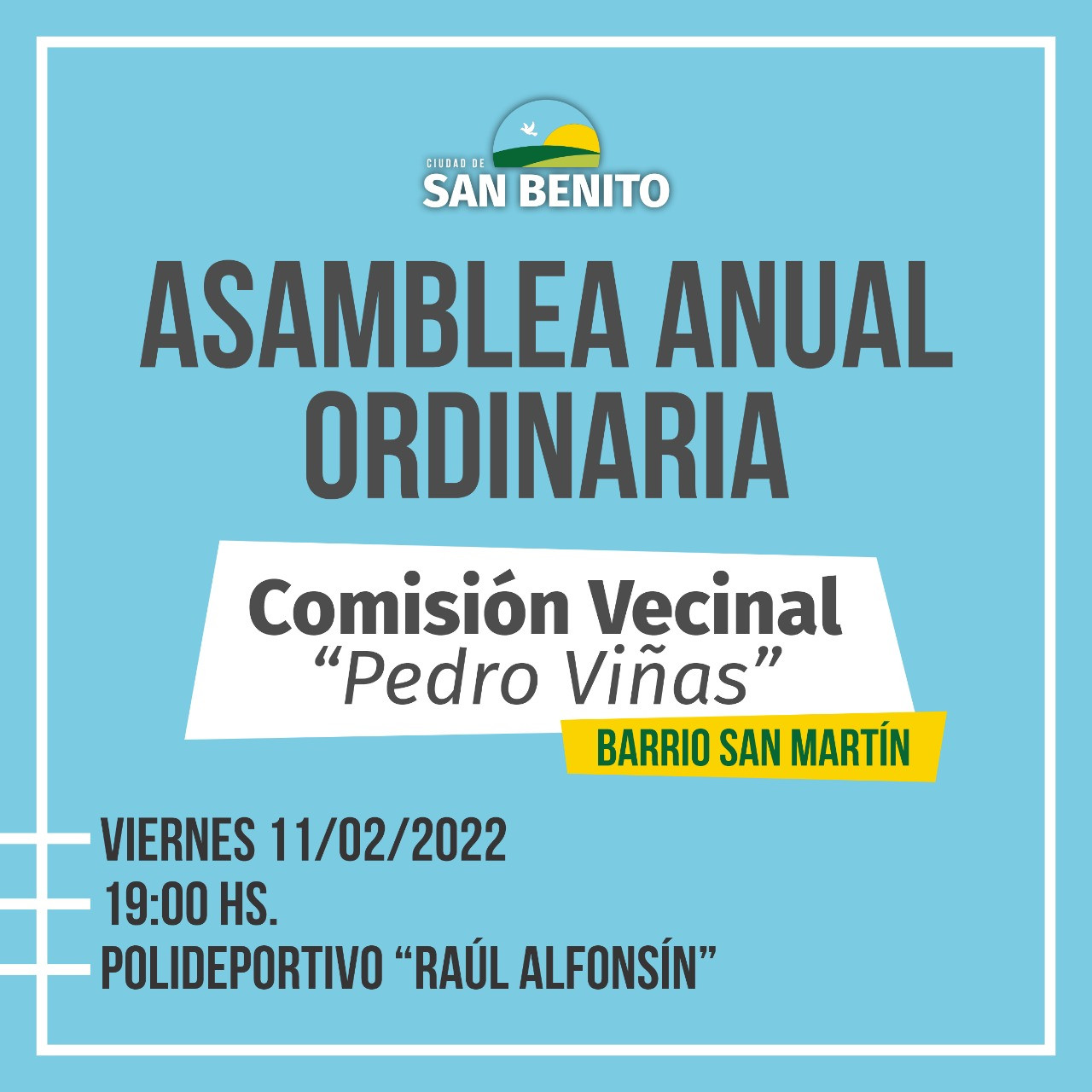 ASAMBLEA ANUAL ORDINARIA - COMISIÓNA VECINAL PEDRO VIÑAS